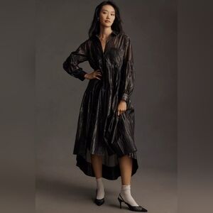 Pilcro Metallic Black High Low Dress